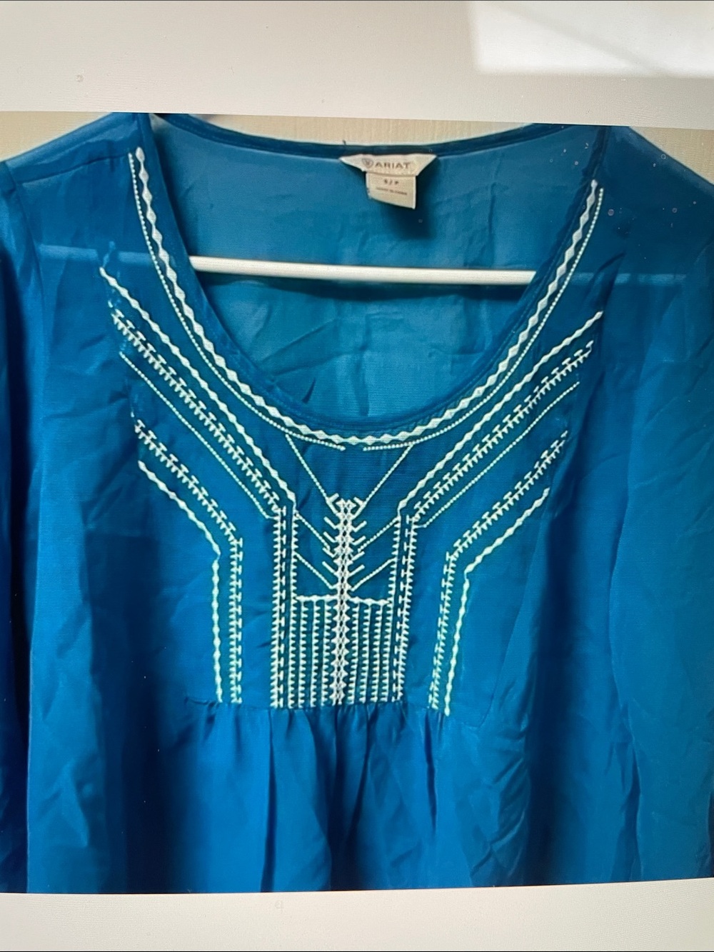 Ariat Women's Blue Tunic with White Embroidered Yoke